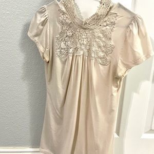 Love on a Hanger High Neck Beige Shirt